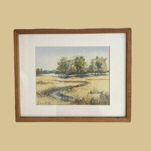 Framed Meadow Painting -- Original
